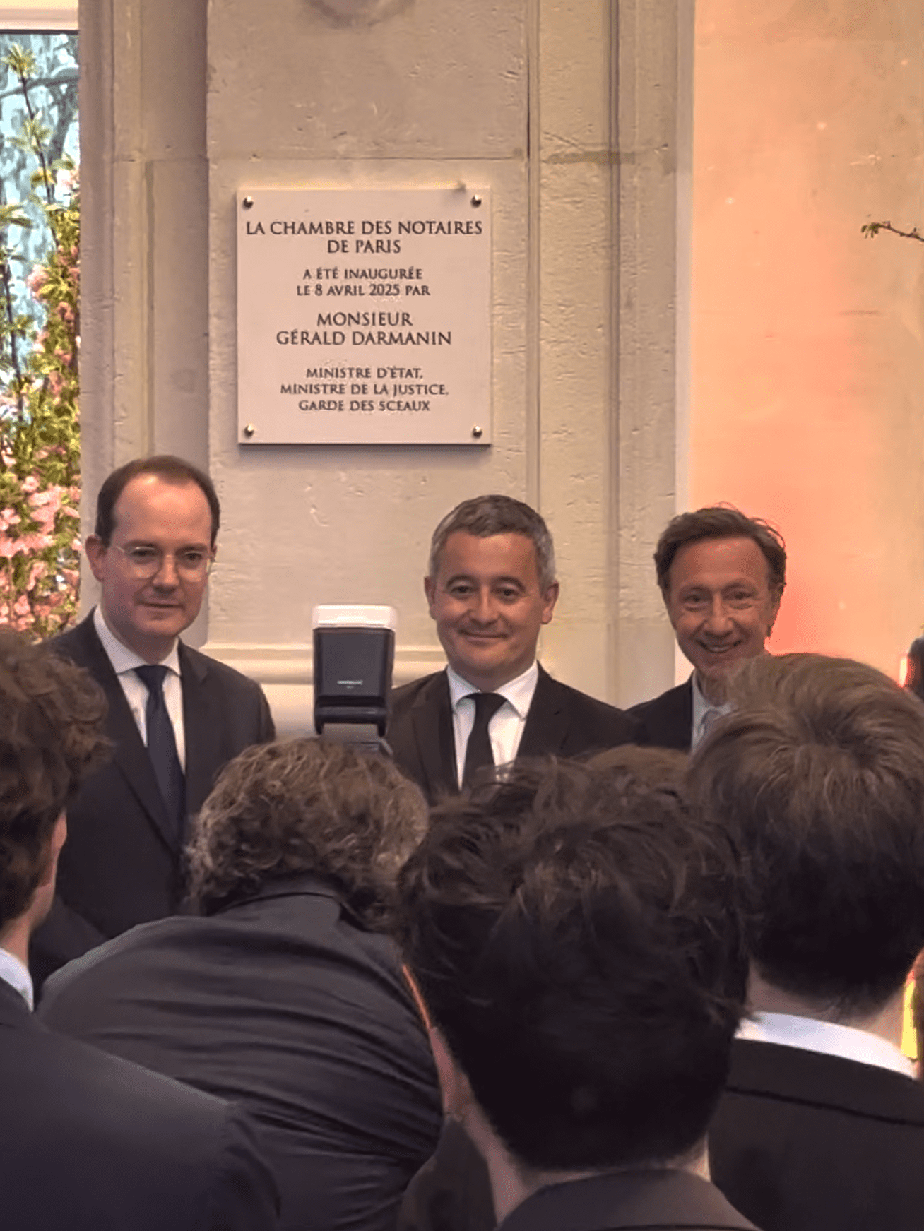 Inauguration du siège de la Chambre des Notaires après rénovation en 2025, sous le patronage de Gérald Darmanin et Stéphane Bern en maître de cérémonie